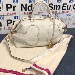 Tory Burch Amalie white leather satchel handbag